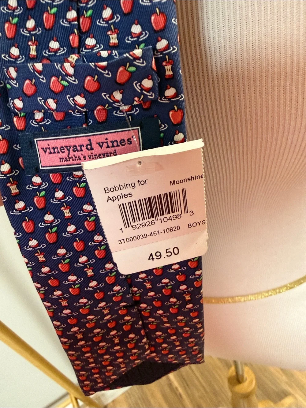 Vineyard Vines Navy Bobbing For Apples Tie - Boys NWT